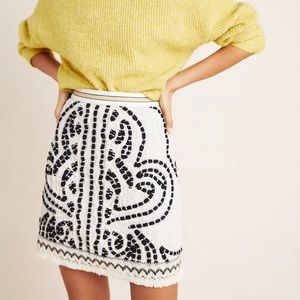 Anthropologie Carys Embroidered Mini Skirt